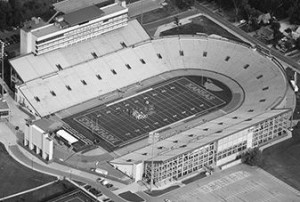 aerial view of kansas university KU football stadium