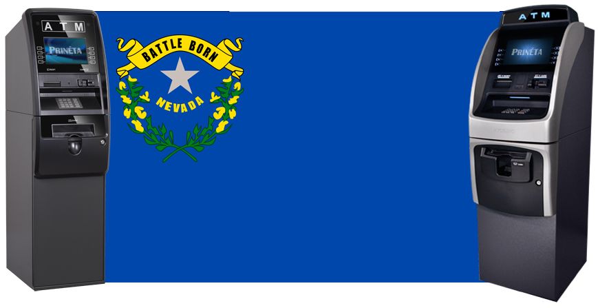 nevada state flag with two atm machines