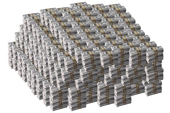 giant stacks of cash pile of us dollars million dollars