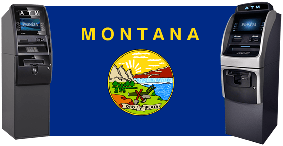 montana state flag with two ATM machines