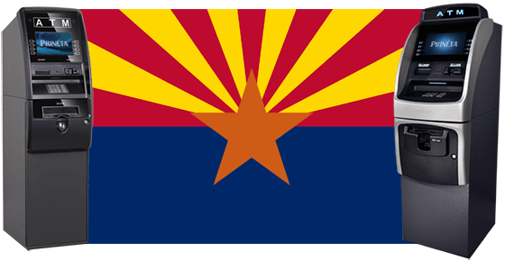 Arizona Flag with two ATM Machines