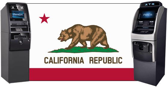 california flag with two atm machines