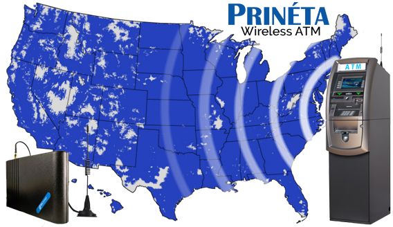 Wireless ATM Machine with United States Coverage Map