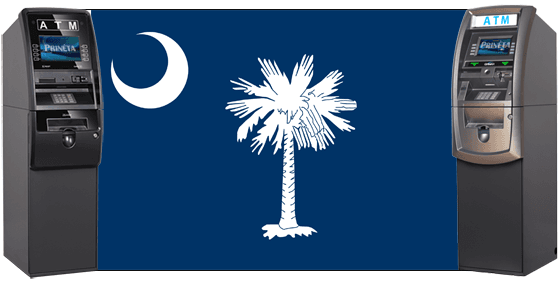 south carolina state flag with two genmega atm machines