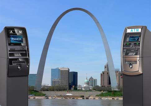 st louis arch with two atm machines