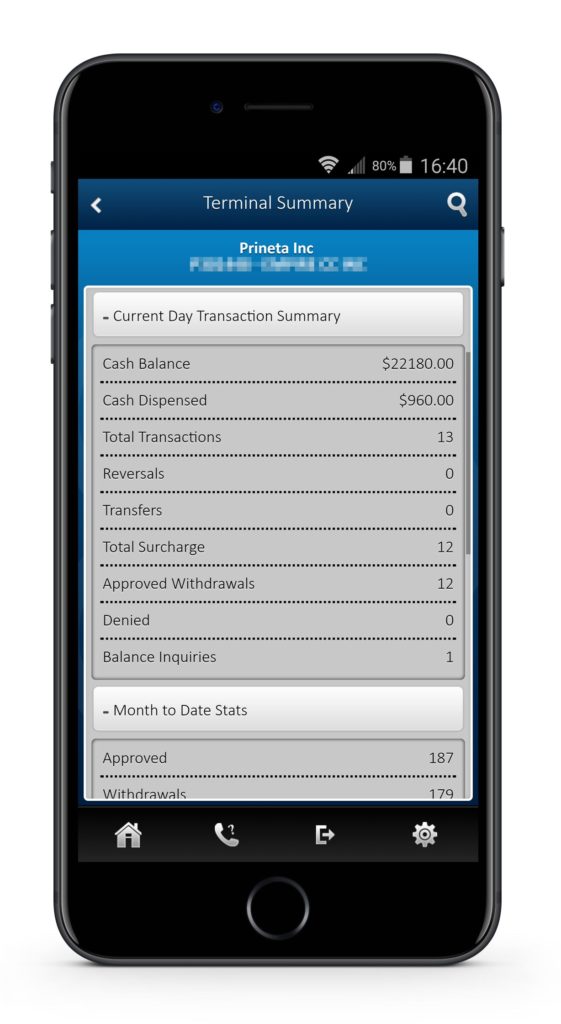 iPhone with ATM transaction reporting