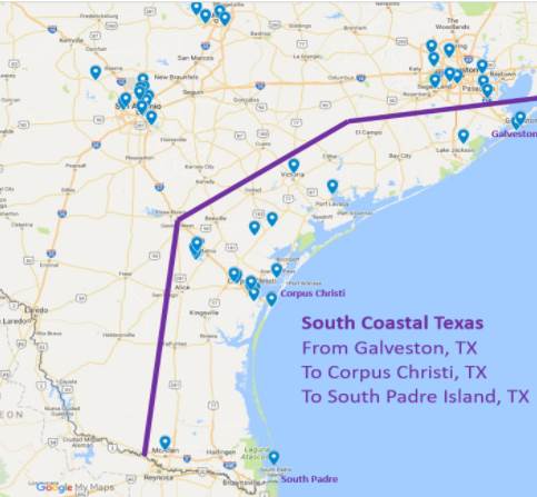 Map of Coastal South Texas