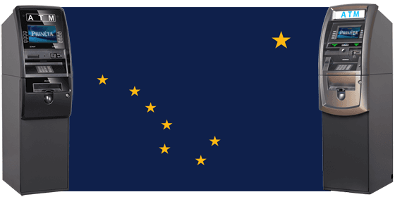 Alaska flag with two GenMega ATM Machines