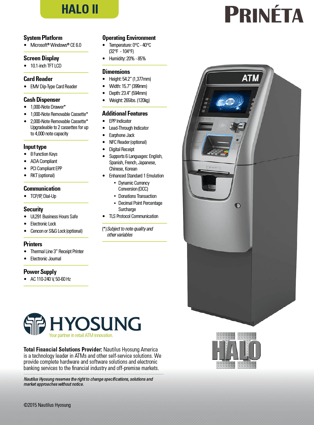 Nautilus Hyosung Halo II ATM Machine 